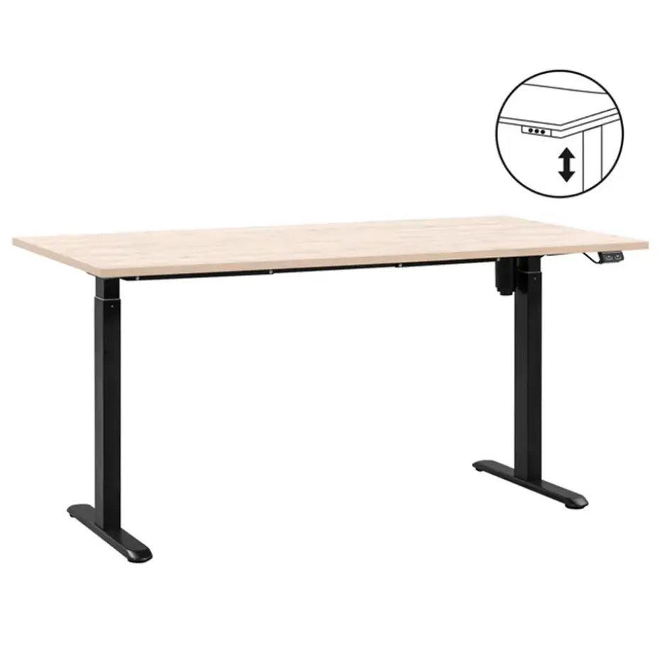 Bureau Homeworx zit/sta elektrisch verstelbaar – eikenkleur/zwart - 75/118x160x80 cm