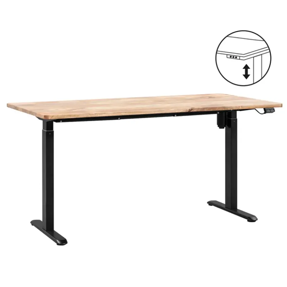 Bureau Homeworx zit/sta elektrisch verstelbaar – mangohout/zwart - 75/118x160x80 cm