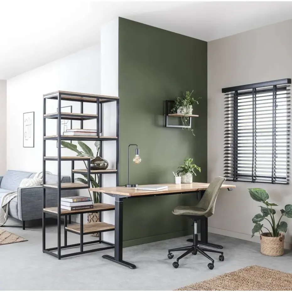 Bureau Homeworx zit/sta elektrisch verstelbaar – mangohout/zwart - 75/118x160x80 cm