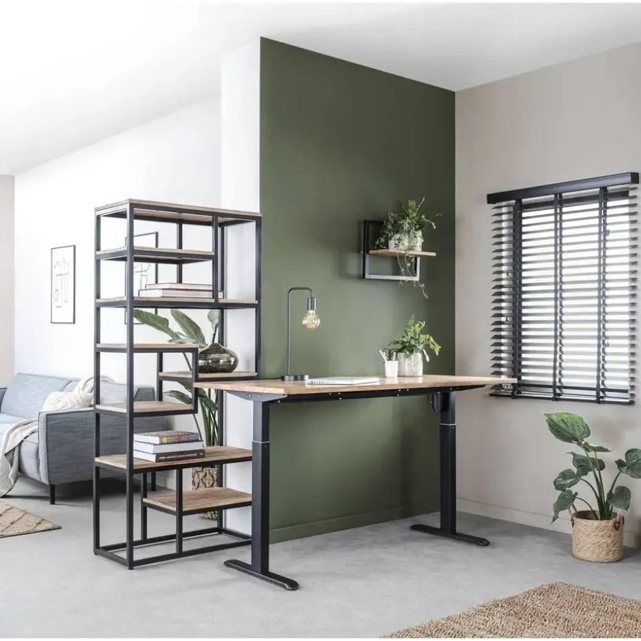 Bureau Homeworx zit/sta elektrisch verstelbaar – mangohout/zwart - 75/118x160x80 cm
