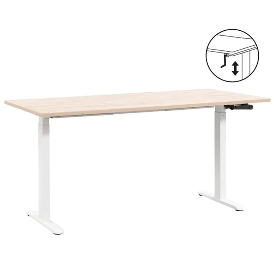 Bureau Homeworx zit/sta handmatig verstelbaar – eikenkleur/wit - 75/118x160x80 cm