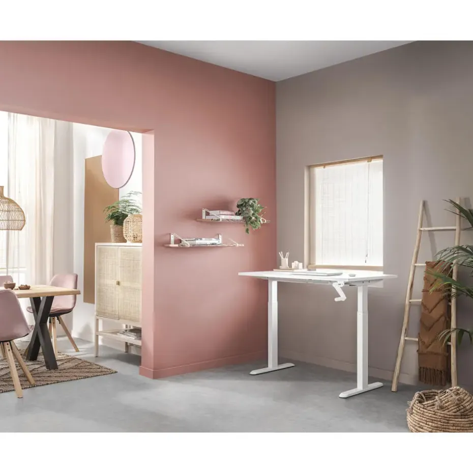 Bureau Homeworx zit/sta handmatig verstelbaar - wit/wit - 75/118x120x70 cm