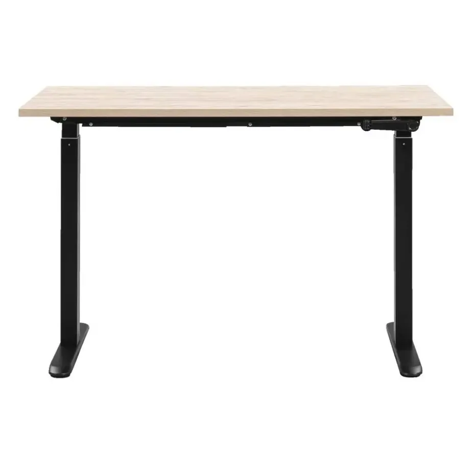 Bureau Homeworx zit/sta handmatig verstelbaar – eikenkleur/zwart - 75/118x120x70 cm