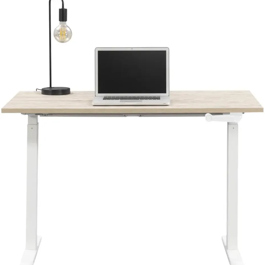 Bureau Homeworx zit/sta handmatig verstelbaar – eikenkleur/wit - 75/118x120x70 cm
