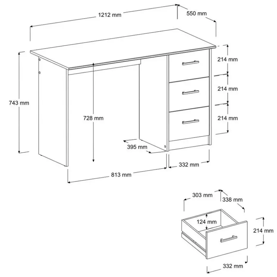 Bureau Infinity 121cm - acacia