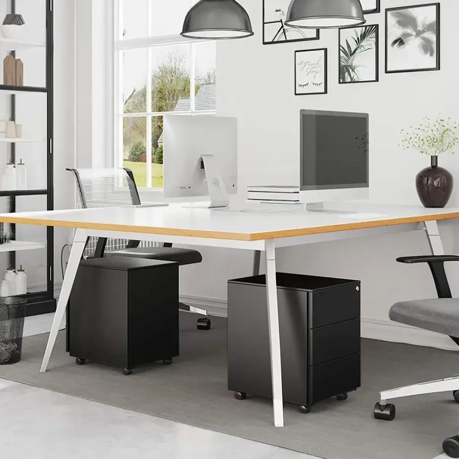 Bureau Ladeblok verrijdbaar Incl. Slot - 55x45x39cm - Zwart
