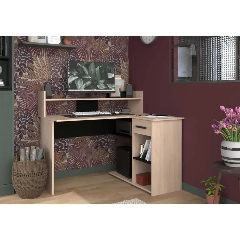 Bureau Professional 102cm- zwart/eik