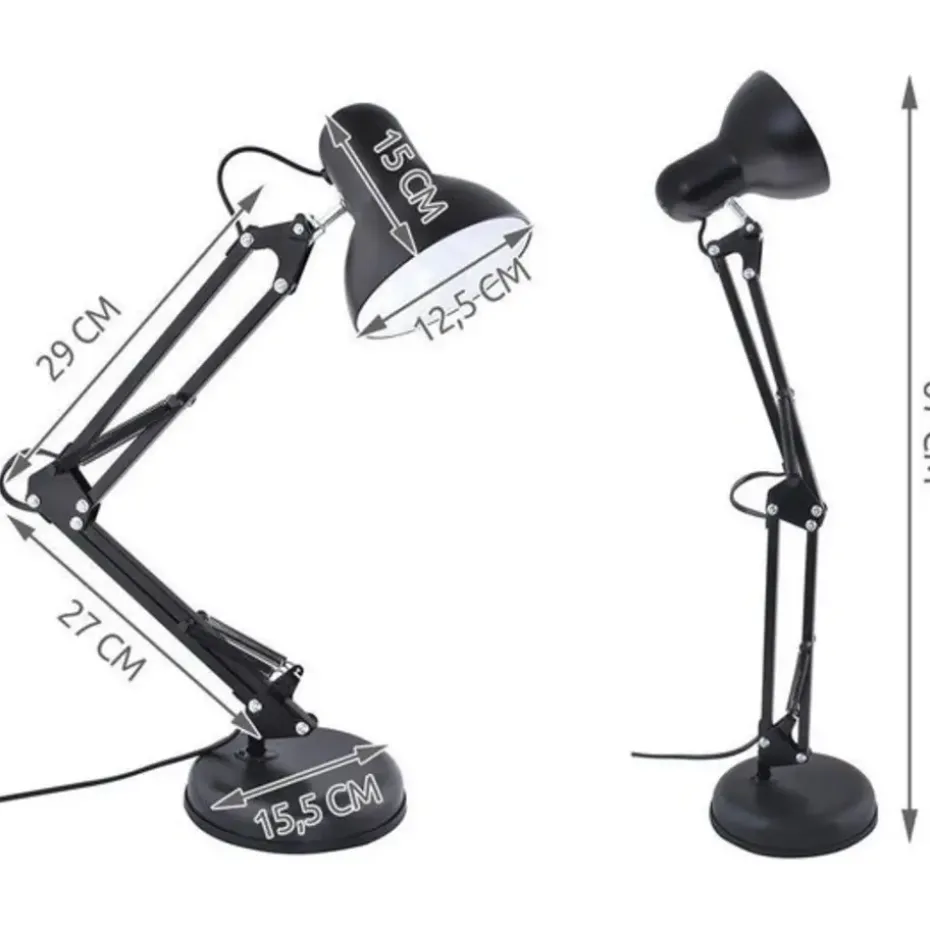 Bureaulamp - Verstelbaar - Retro - Klassiek - 1x40 watt - Zwart