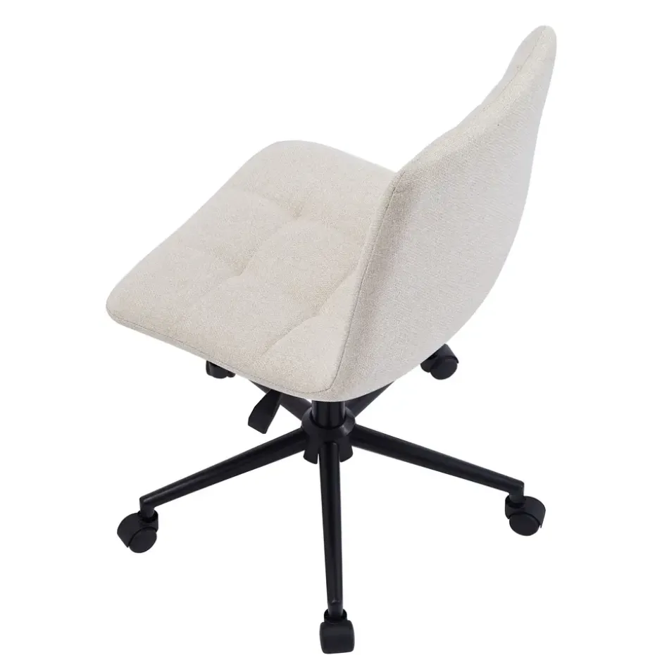 Bureaustoel van beige stof met metalen onderstel