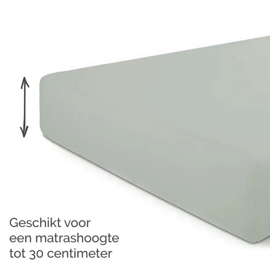 Byrklund - Hoeslaken Katoen - 90x200 cm - Grijsgroen
