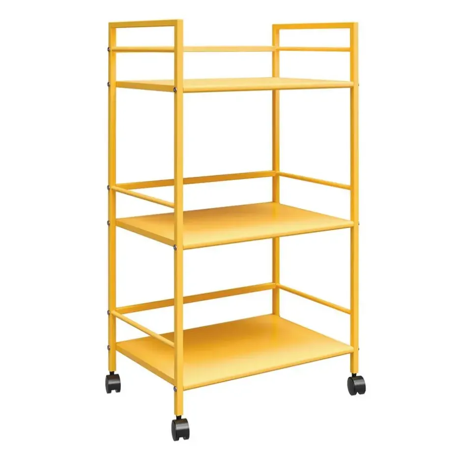 Cache - Metalen rolwagen geel