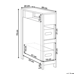 CACHI - Badkamerkast - Wit - 20 x 70 cm - MDF