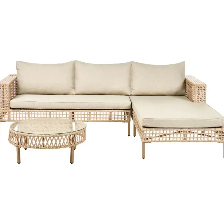 CALASETTA - Loungeset 4-zits - Beige - Linkszijdig - PE rotan