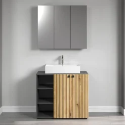 CALICOSY - Badkamerkast met spiegel PUREBLISS - 20x90x80 cm