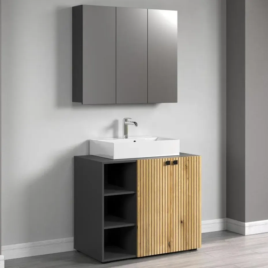 CALICOSY - Badkamerkast met spiegel PUREBLISS - 20x90x80 cm