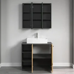 CALICOSY - Badkamerkast met spiegel PUREBLISS - 20x90x80 cm