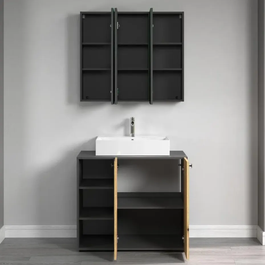 CALICOSY - Badkamerkast met spiegel PUREBLISS - 20x90x80 cm