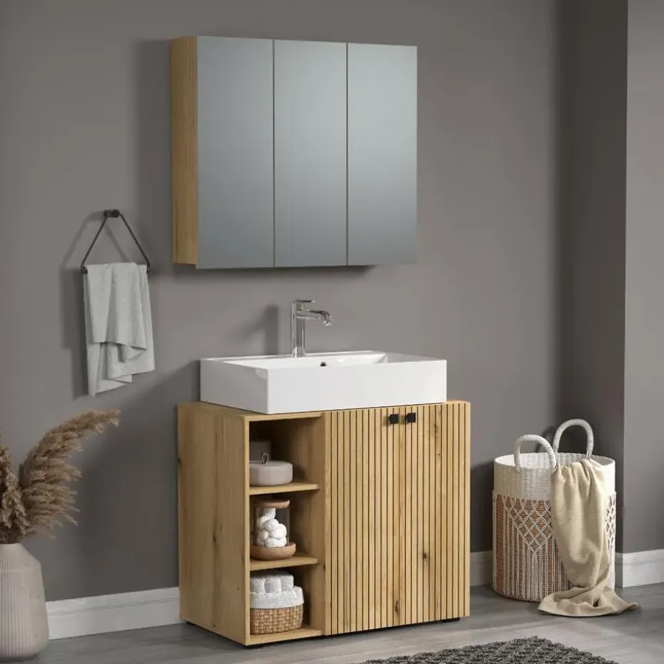 CALICOSY - Badkamerkast met spiegel PUREBLISS - 20x90x80 cm
