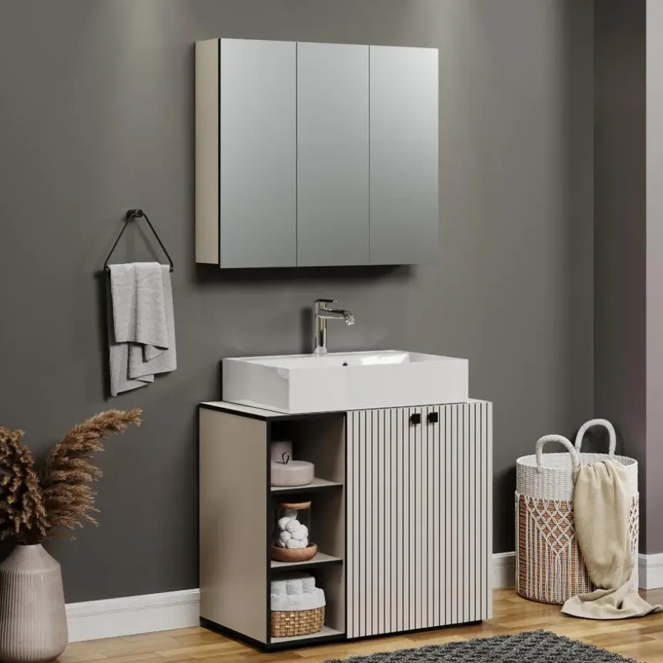CALICOSY - Badkamerkast met spiegel PUREBLISS - 20x90x80 cm