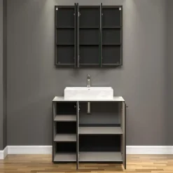 CALICOSY - Badkamerkast met spiegel PUREBLISS - 20x90x80 cm