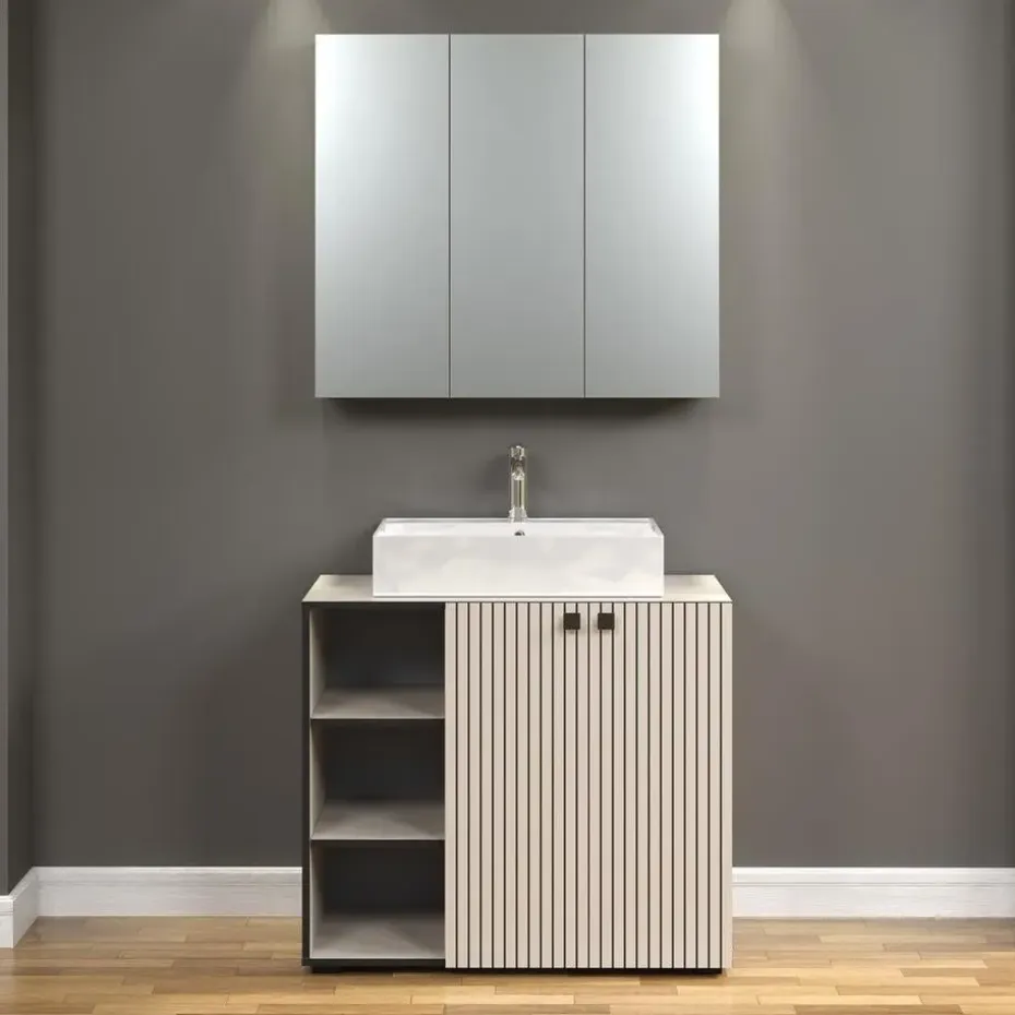 CALICOSY - Badkamerkast met spiegel PUREBLISS - 20x90x80 cm