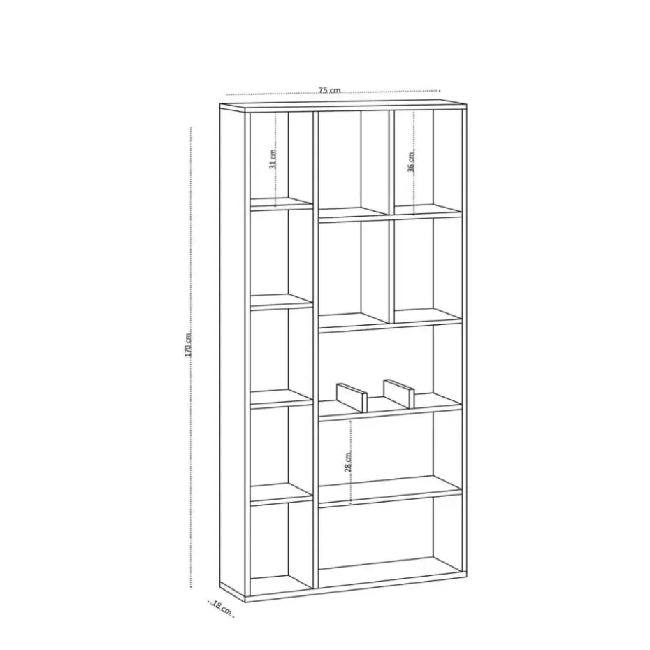 CALICOSY - Boekenkast DEMIOS - 170x75x18 cm