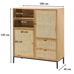 CALICOSY - Buffetkast JAYA - Licht hout - 120x100x40 cm