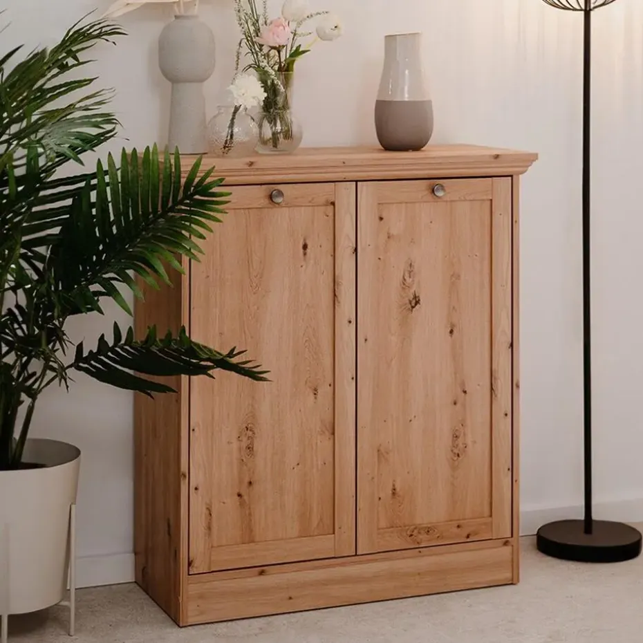 CALICOSY - Buffetkast met 2 deuren TIMBER - Eikenhout - 35x80x90 cm