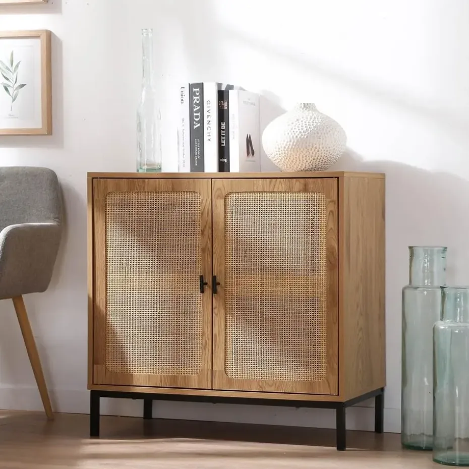 CALICOSY - Dressoir JAYA - Licht hout - 75x80x35 cm