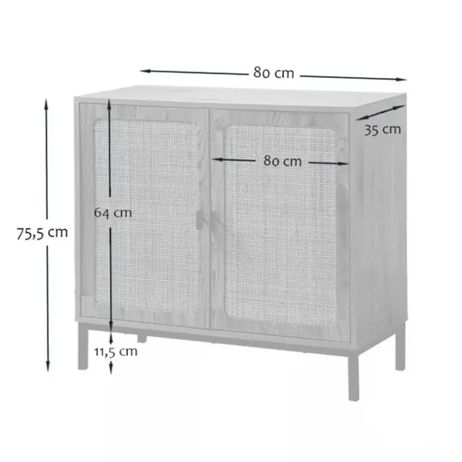 CALICOSY - Dressoir JAYA - Licht hout - 75x80x35 cm