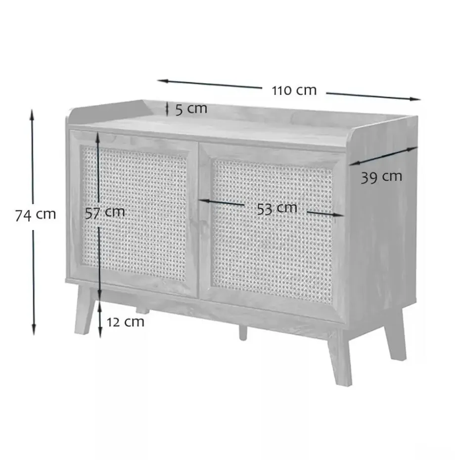 CALICOSY - Dressoir PALMO - Licht hout - 74.5x110x39 cm
