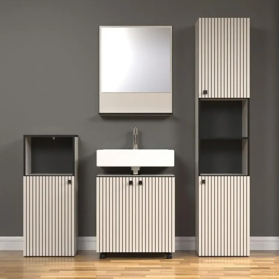 CALICOSY - Geribbelde badkamerkolom PUREBLISS - 15x122x44,5 cm
