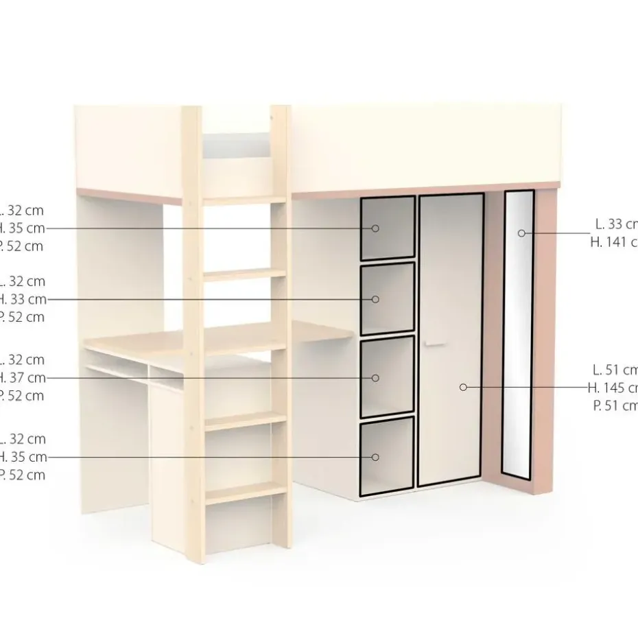 CALICOSY - Hoogslaper CAMILLIA - 104,1x205,9x183 cm