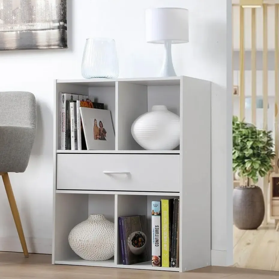 CALICOSY - Opbergplank met 4 compartimenten - 29,5x62x80 cm