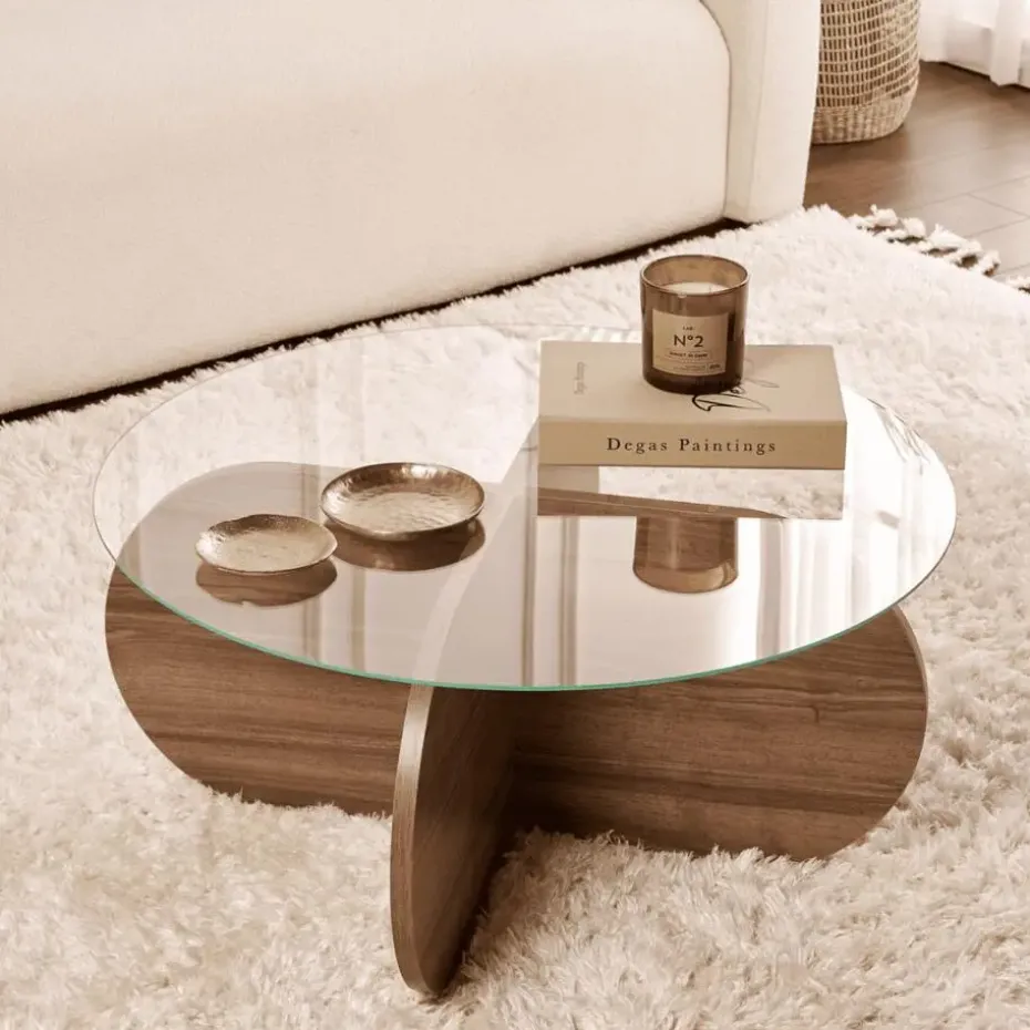 CALICOSY - Salontafel AERIS - Walnoot - 35x75x75 cm