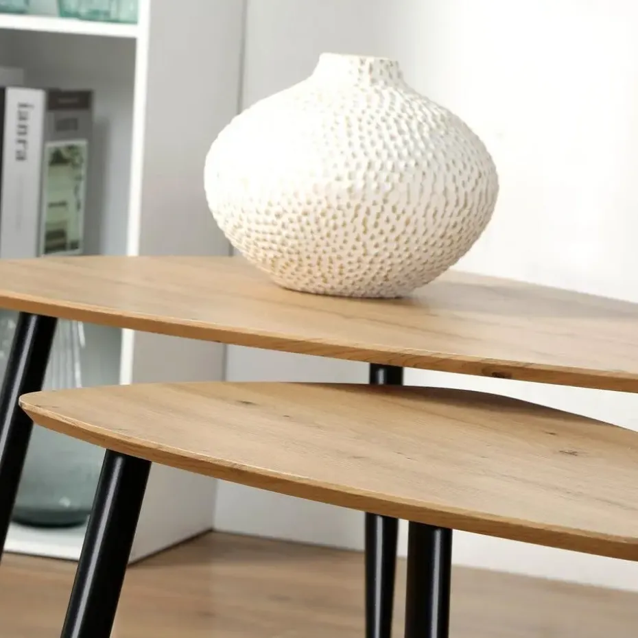 CALICOSY - Set van 2 Salontafels - Licht hout - 42x80x60 cm