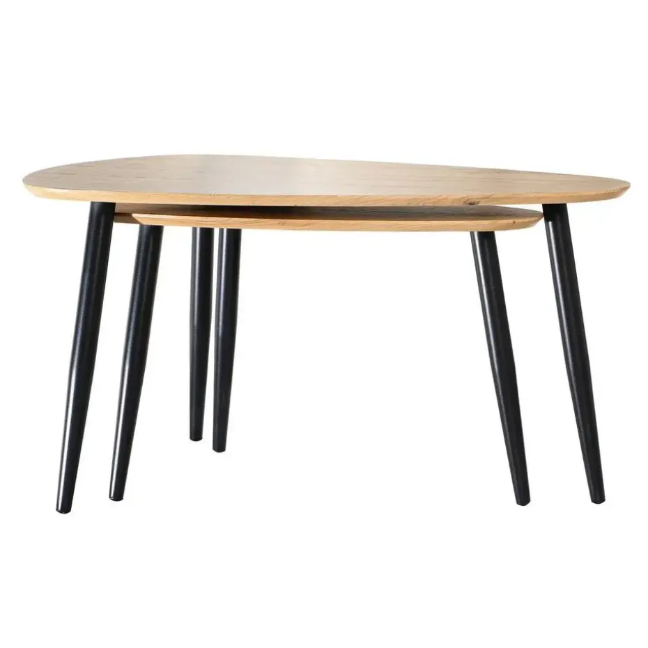 CALICOSY - Set van 2 Salontafels - Licht hout - 42x80x60 cm