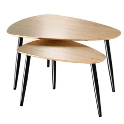 CALICOSY - Set van 2 Salontafels - Licht hout - 42x80x60 cm