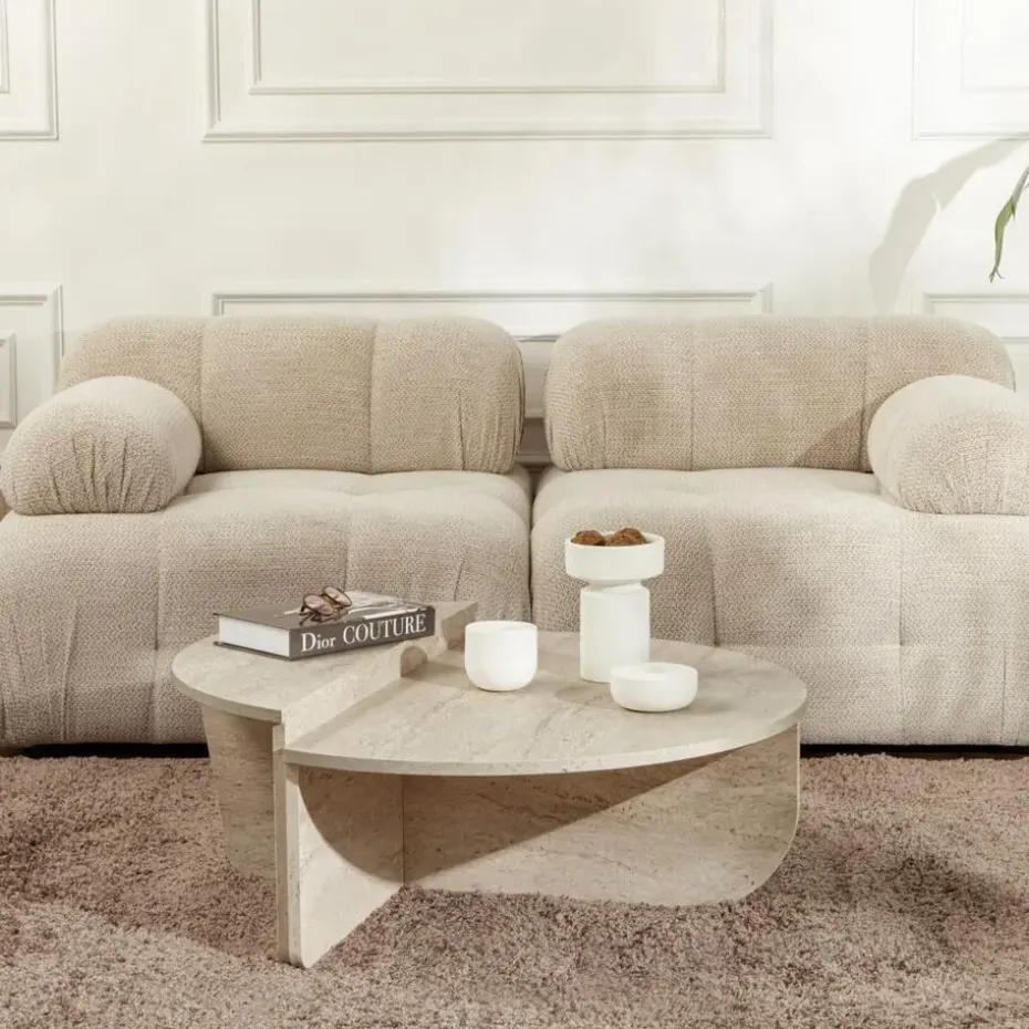CALICOSY - Set van 2 Salontafels ORION - Travertijn - 35x90x90 cm