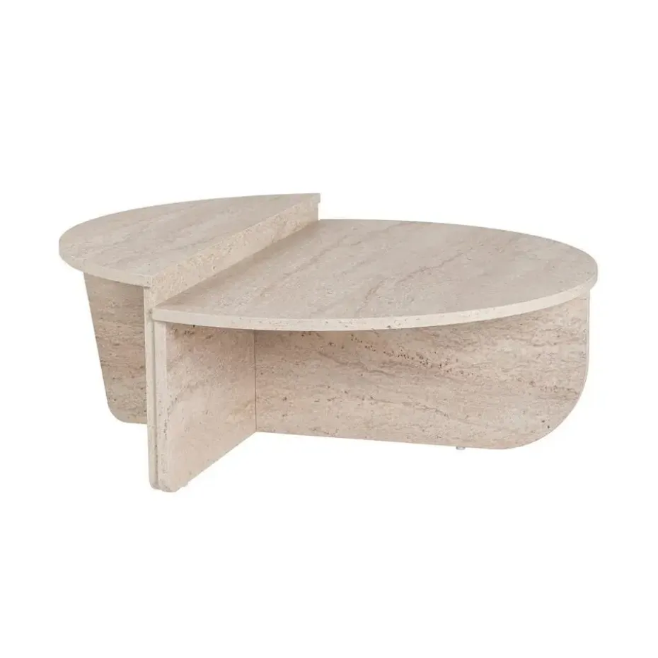 CALICOSY - Set van 2 Salontafels ORION - Travertijn - 35x90x90 cm