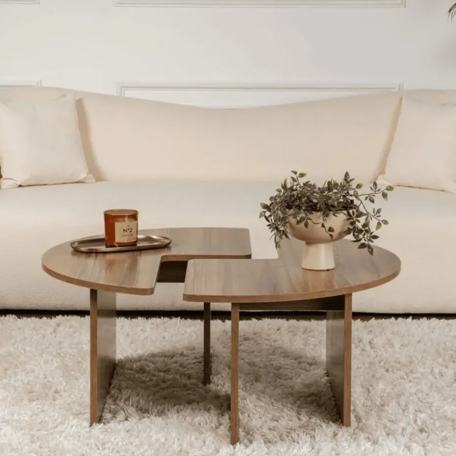CALICOSY - Set van 2 salontafels MOIRA - 90x90x41 cm
