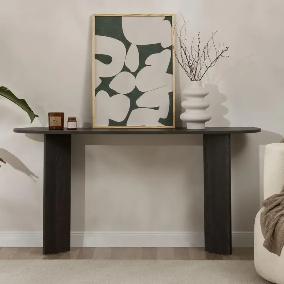 CALICOSY - Sidetable SIRA - Zwart hout - 75x150x35 cm