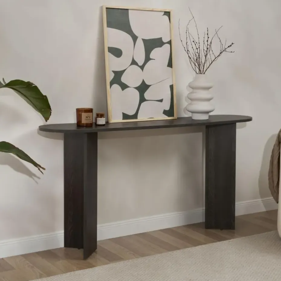 CALICOSY - Sidetable SIRA - Zwart hout - 75x150x35 cm