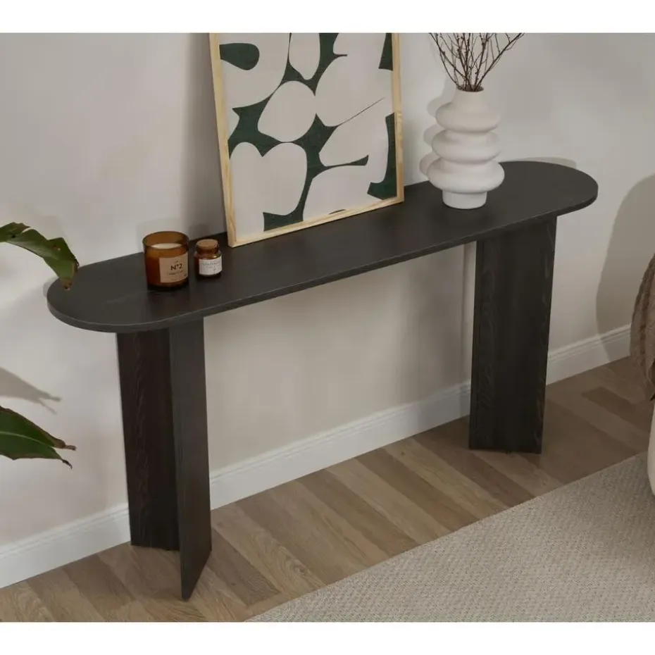 CALICOSY - Sidetable SIRA - Zwart hout - 75x150x35 cm