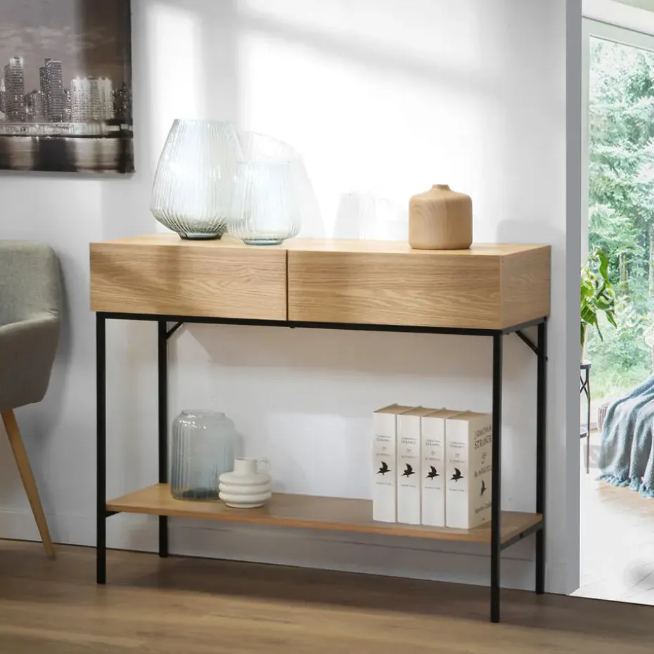 CALICOSY - Sidetable TESSA - Licht hout - 81x100x35 cm
