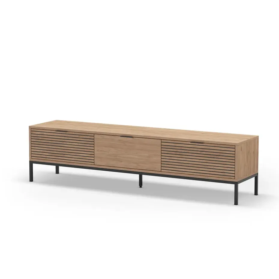 CALICOSY - TV-Meubel ARIEL - Licht hout - 55x180x40 cm