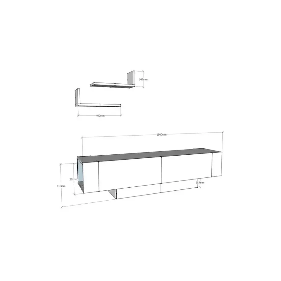 CALICOSY - TV-Meubel MATERA - Wit - 41,6x150x31,5 cm