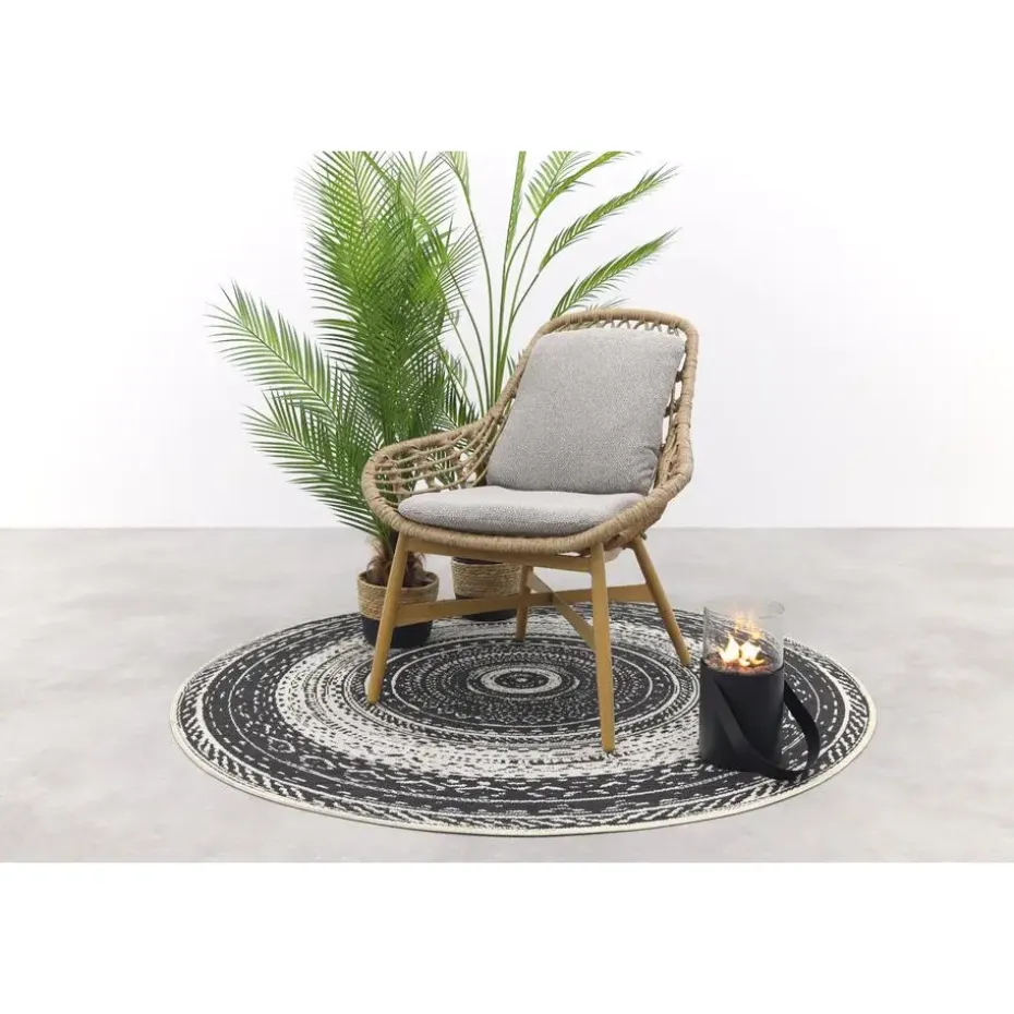 Castello lounge fauteuil - light teak look - natural rotan-merino sand