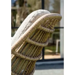 Castello lounge fauteuil - light teak look - natural rotan-merino sand