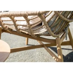 Castello lounge fauteuil - light teak look - natural rotan-merino sand